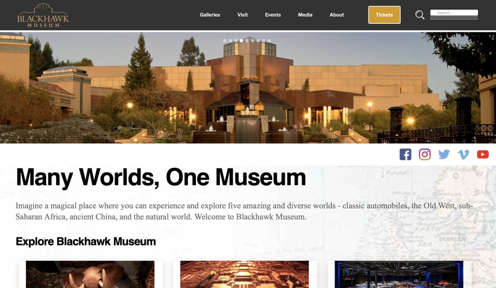 Black Hawk Museum exterior showcasing modern architecture and landscaped surroundings, highlighting a unique venue for private events and gatherings.