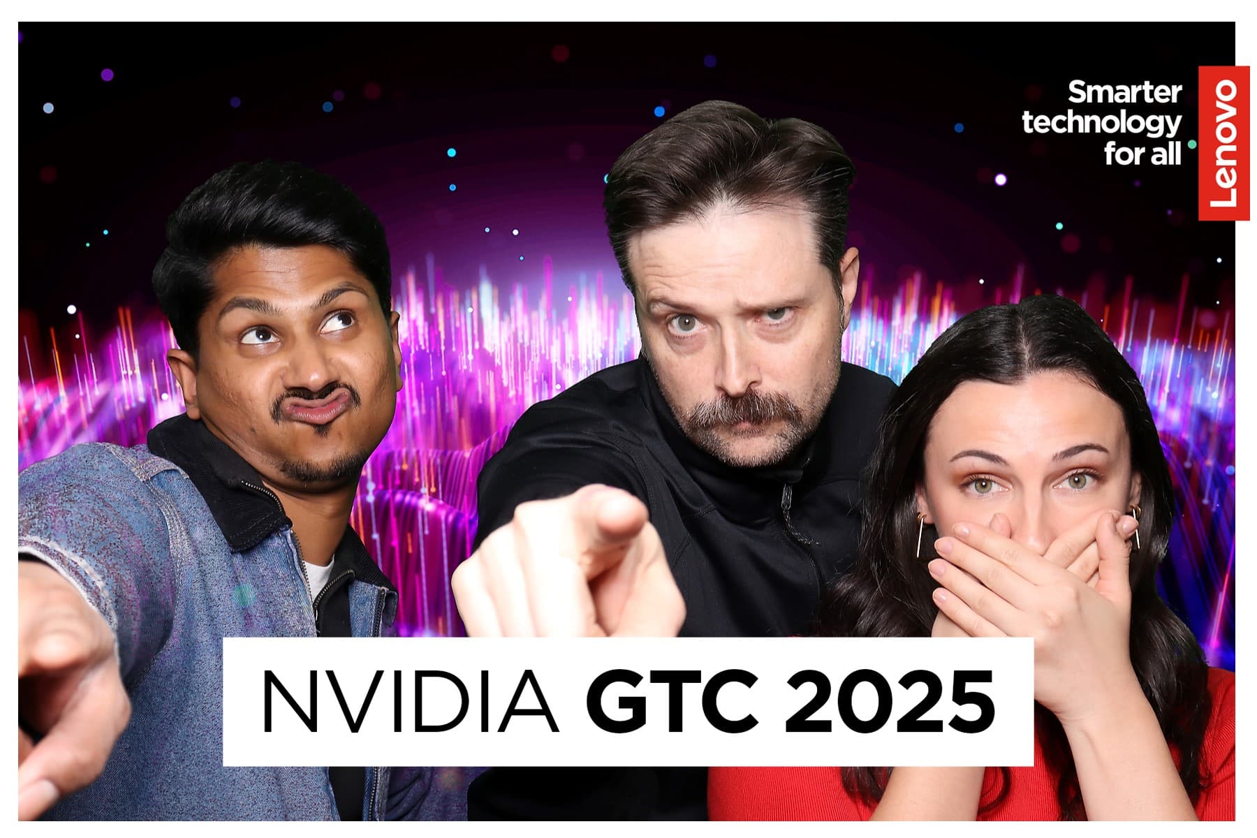 Group of friends posing together at NVIDIA GTC 2025 event.