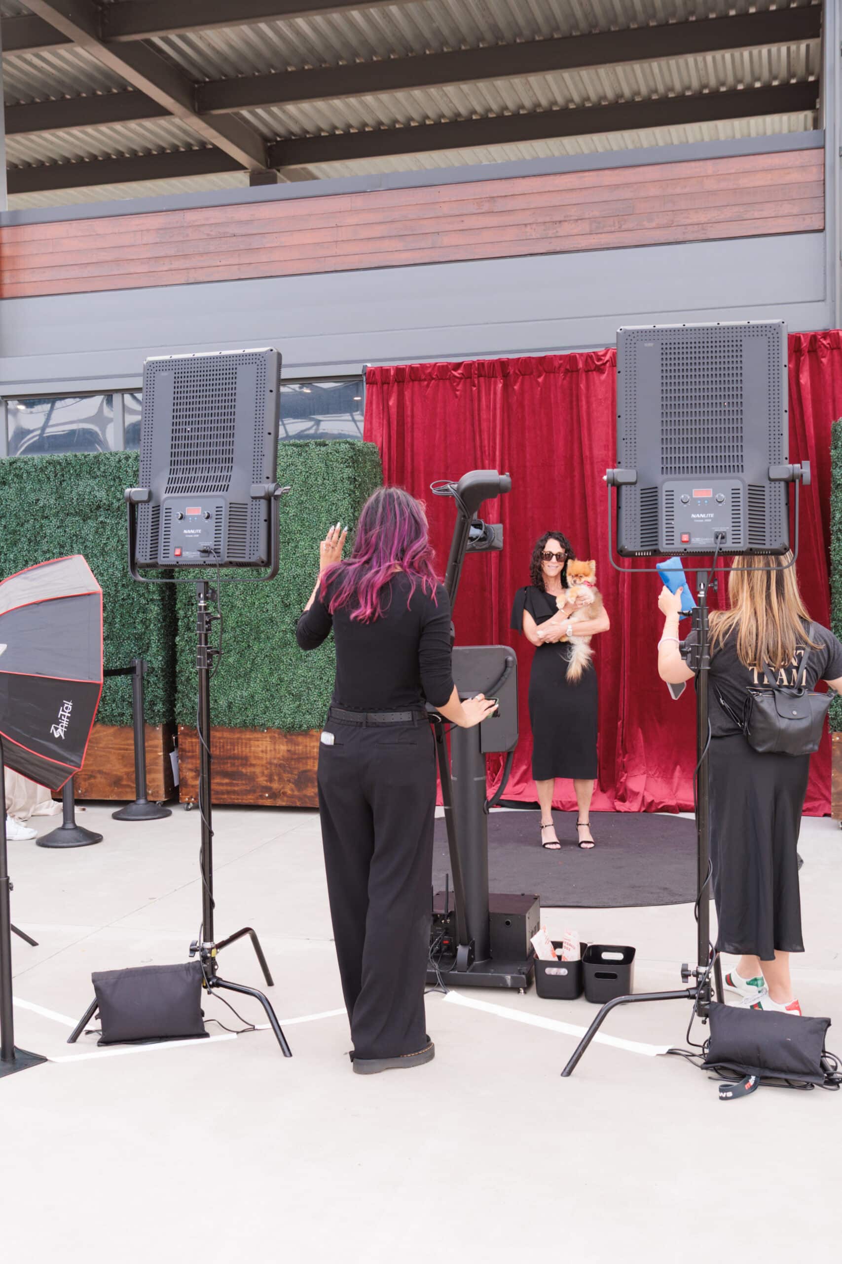 Pop Life Photo team capturing puppy photo op at Humane Society Silicon Valley's Furball gala.