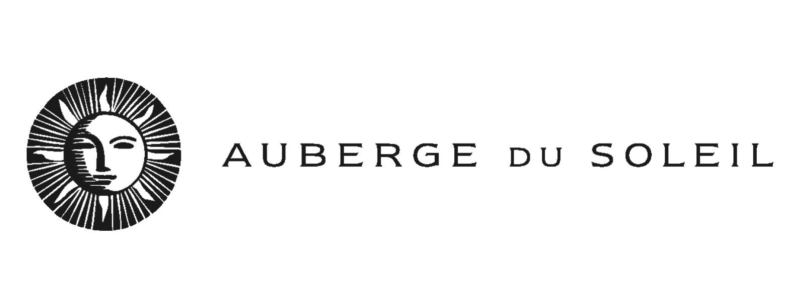 Auberge du Soleil logo featuring a sun motif and elegant typography, representing luxury wedding venue partnerships with Pop Life Photo.