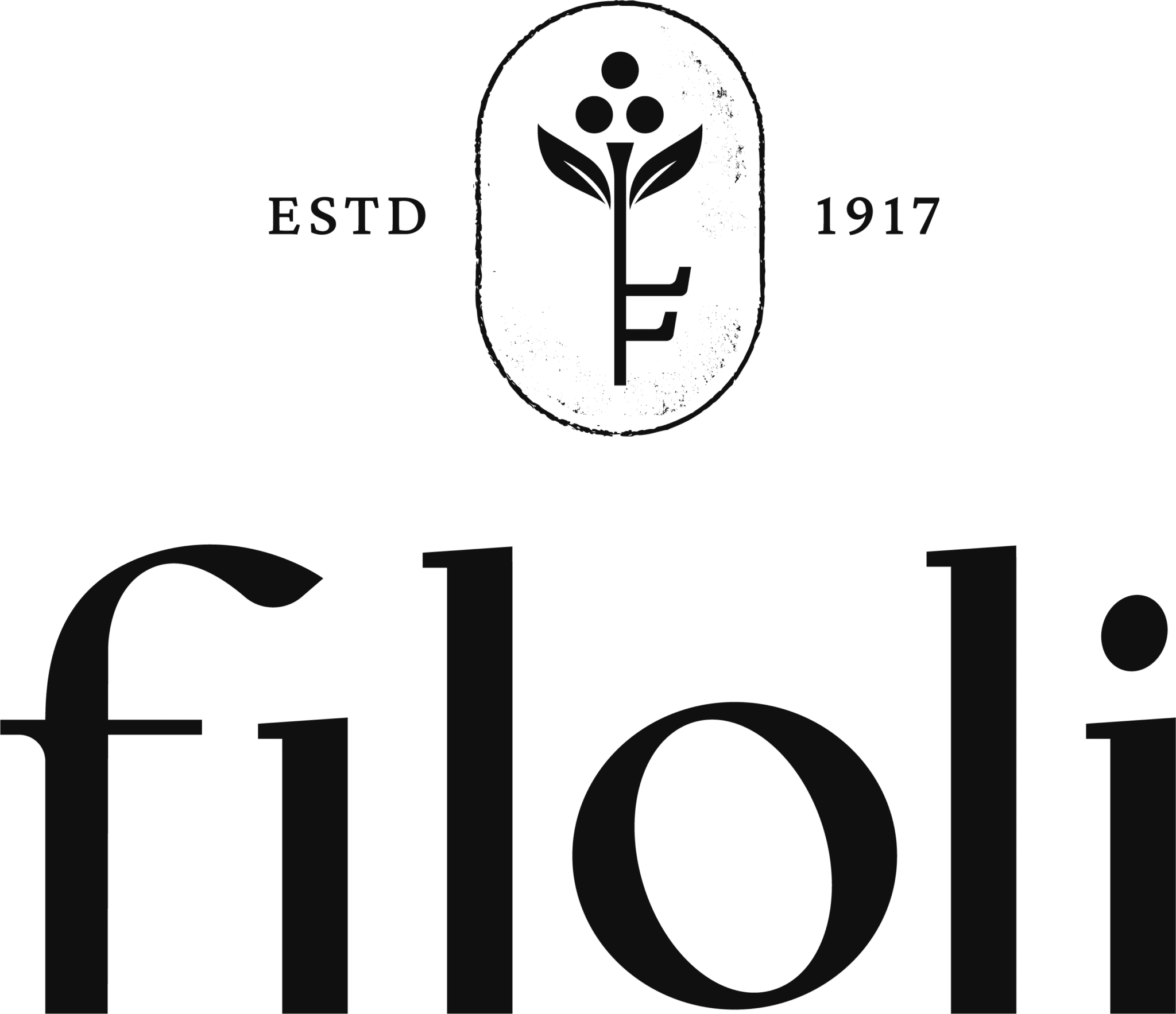 Filoli logo featuring a stylized flower design, established in 1917, representing a luxury wedding venue for Pop Life Photo's services.