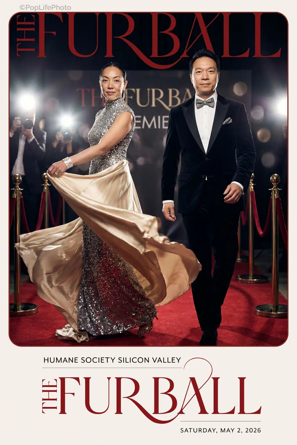 Custom AI portrait experience at The Furball event and branded photo overlay.
