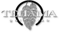 Tehama Golf Club logo featuring stylized text and a leaf design, representing a premium wedding venue partner for Pop Life Photo's event services.