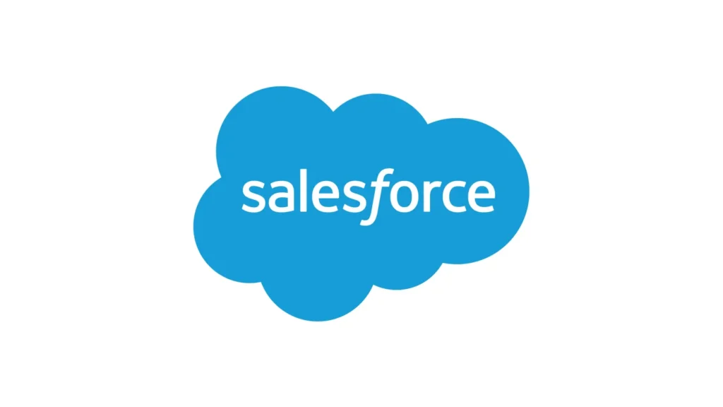Salesforce logo in blue cloud shape, representing branding for corporate events and marketing initiatives by Pop Life Photo.