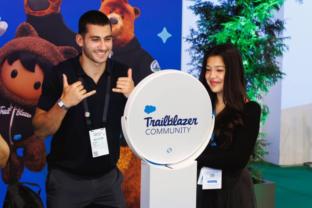 Pop Life Photo booth activation at a Salesforce Trailblazer event, creating an engaging branded experience and interactive photo opportunity.