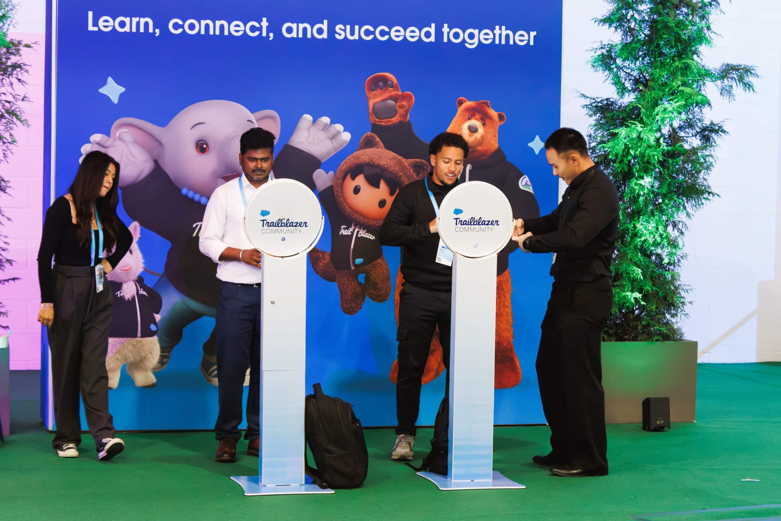Salesforce World Tour event with AI Trading Card activation and branded backdrop